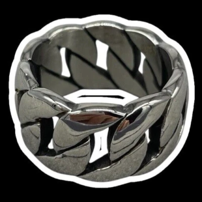 ANELLO UOMO DONNA FASCIA CATENA GRUMETTA COLORE ARGENTO IN ACCIAIO INOSSIDABILE. - Immagine 1 di 4