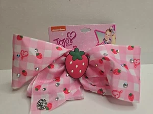 Jojo Siwa Hair Bow Strawberry Design With Hearts And Rhinestone Nickelodeon New - Picture 1 of 5