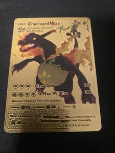 CHARIZARD VMAX GLÄNZEND Gold Folienkarte SELTEN Holo V GX maßgeschneidert - Bild 1 von 2