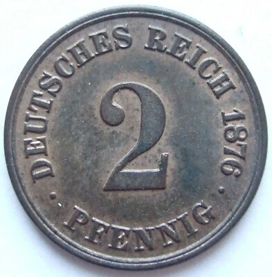 Coin German Reich Empire 2 Pfennig 1876 A Extremely fine / Brillant uncirculated - Image 1 of 2