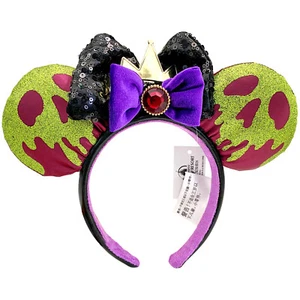 Disney~Parks Poison Apple Ears Snow White Evil Queen Mickey Bow Ears Headband - Picture 1 of 8