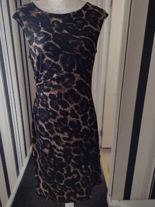 RONNI NICOLE ANIMAL PRINT DRESS,  ROUND NECK, SLEEVELESS.  SIZE UK 12.  EXC.COND - Picture 1 of 10