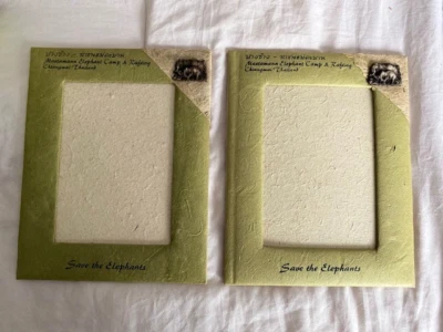 PAIR OF RECYCLED ELEPHANT DUNG PAPER PICTURE FRAMES MADE IN THAILAND NEW - Image 1 of 4