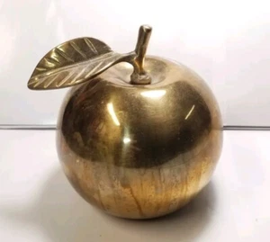 Large Vintage Solid Brass Apple Shape Bell 4.5 x 4.5 Tall Decorative Mid-Century - Picture 1 of 10