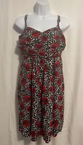 Torrid Mini Abito Donna 1 Floreale Senza Spalline Tasche Rose Rosso, Nero e Bianco - Foto 1 di 6