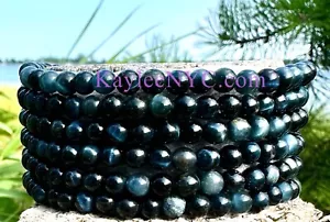 Wholesale 6 Pcs Natural Blue Tiger Eye 4mm 7.5” Crystal Stretch Bracelet - Picture 1 of 5