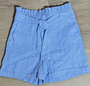 GB Girls Linen Cotton Blend  Size 8 Polka Dot Shorts Blue with Belt NWT - Picture 1 of 7