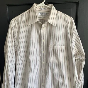 Vintage Burberry's Of London Shirt Pocket Button Front Vertical Striped 16-34 - Picture 1 of 9