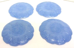 Vintage Delphite Blue Jeannette Glass CHERRY BLOSSOM Child's Plates-Qty 4 - Picture 1 of 6