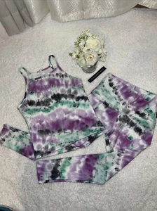 Catherine Malandrino 2 Piece SZ M Legging & Top Activewear Set Tie Dye Pink - Picture 1 of 7