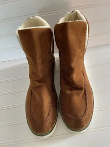 AVSTVFS Womens Boots 9.5 Brown Faux Suede Bootie Faux Sherpa Outdoor Casual New - Picture 1 of 9