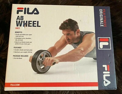 FILA Fitness Grey AB WHEEL Abdominal Roller Core Exercise Home Gym Strength NEW! - Image 1 of 2