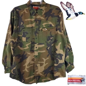 VTG 80s Winchester Camouflage Shirt XL Mens Military Embroidered DUCK Hunting  - Picture 1 of 15