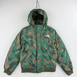 THE NORTH FACE TNF Gotham Hooded 550 Down Winter Jacket LARGE BOYS Green Camo - Picture 1 of 12