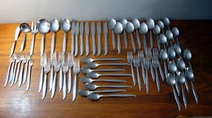 N.S Co NST58 National Stainless Japan 66pc MCM SWIRL Flatware Set & SERVING - Picture 1 of 6