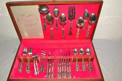 Винтажный посеребренный набор столовых приборов Reed & Barton DRESDEN ROSE 5 шт. обслуживание для 8 - Изображение 1 из 4