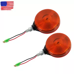 2 PCS Red/Amber Round Side Marker Light Lamp Dual Face Turn Signal For Tractor - Picture 1 of 11