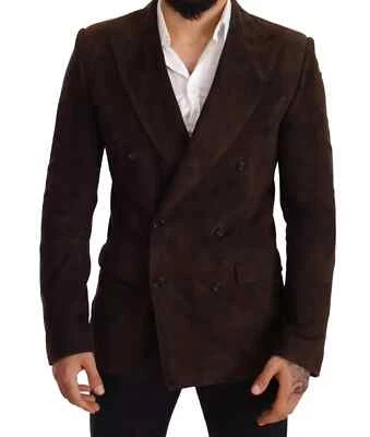 Men's Brown DOUBLE BREASTED Suede Blazer Pure Suede Custom Made Coat Blazer - Image 1 of 4