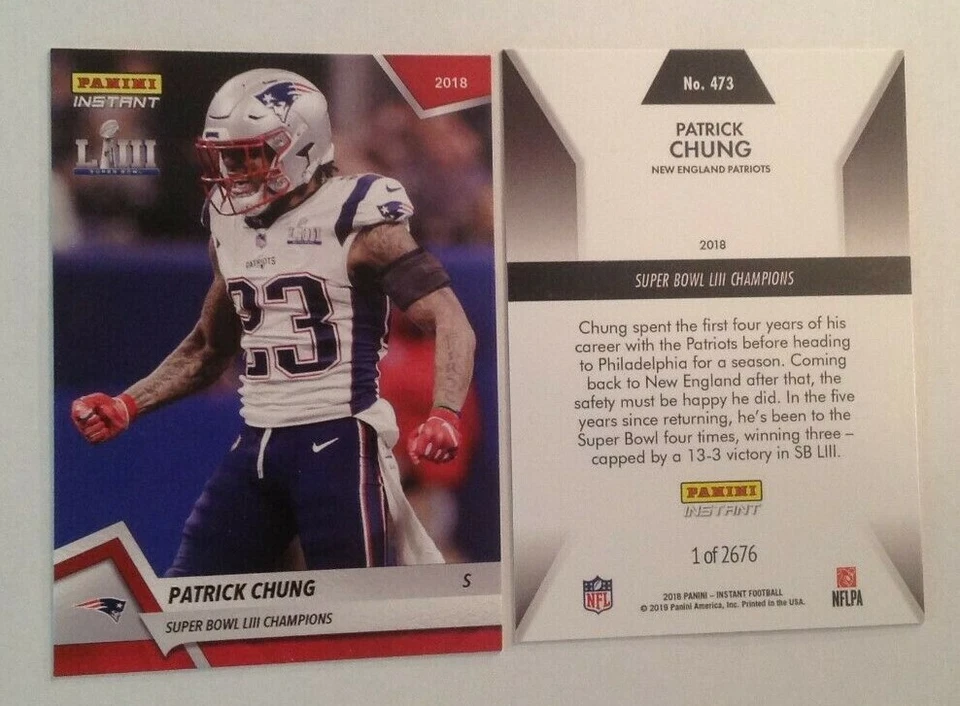 2018/2019 Panini Instant Red LIII SUPER BOWL 53 Patriots - PATRICK CHUNG #/2676 - Image 1 of 1