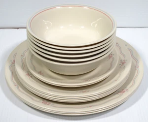 16 x Corelle Corning ENGLISH BREAKFAST dinner set entree plates cream pink roses - Picture 1 of 6