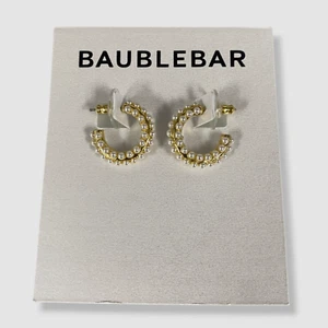 $39 Baublebar Women's Gold Nina Imitation Pearl Hoop Earrings - Picture 1 of 2