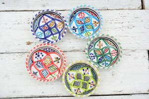 Handpainted Moroccan Ceramic Bowl - Decorative Clay Terracotta Dish - Picture 1 of 10