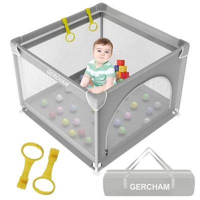 Playpen for babies 90x90cm with breathable mesh, kids playpen apartment - Image 1 of 4