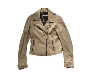 Chaqueta de moto de cuero Mauricio Christy Star detalle disperso para mujer 6 beige tostado - Imagen 1 de 13