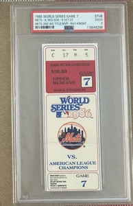 Boleto del Juego 7 de la Serie Mundial 1986 New York Mets vs Red Sox Jugador Más Valioso Knight PSA 2 - Imagen 1 de 2
