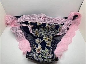 Victoria’s Secret Dream Angels Cheekini Panties Lingerie Blue Floral Size L - Picture 1 of 8