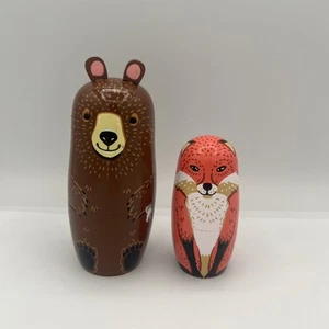 2 Waldtiere russische Nistpuppen Spielzeug - Bild 1 von 6