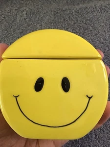 Vtg Smiley Face Ceramic Box Emoji Yellow Smiling Retro Estate Find As Is - Picture 1 of 16