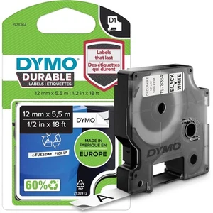 Original Dymo D1 Black On White 12mm Durable Labelling Tape (1978364) - Afbeelding 1 van 5