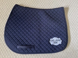 Irregular All Purpose Saddle Pad-Navy Blue-Embroidered Saying-Horse-Tack-Barn - Picture 1 of 5