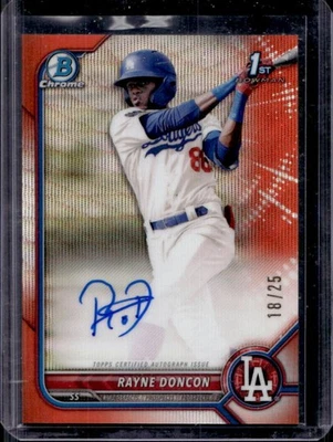 2022 Bowman Chrome Rayne Doncon Auto Orange Wave Refractor 1st #18/25 - Image 1 of 2