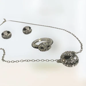 Boutique New silver tone rhinestone Jack Skellington NBC jewelry set - Picture 1 of 9