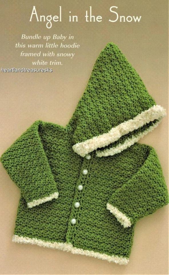Angel in the Snow Baby Hoodie / Sweater  Crochet Pattern  6 ~ 12 ~ 18 Months - Image 1 of 1