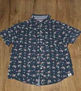 Camicia di Natale Free Planet Ragazzi 7 Maniche Corte con Bottoni Rosso Camion Albero - Foto 1 di 4