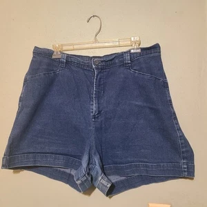 Lee Long High Rise 100% Cotton Denim Bareback Shorts Women's 16 Wide Hem Mom - Picture 1 of 5