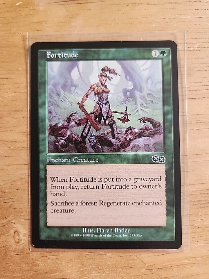 Fortitude - Urza's Saga - MTG Magic - Common - Green Enchant Creature - Image 1 of 1