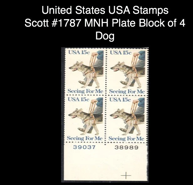 United States USA Stamps Scott #1787 MNH Plate Block of 4 Dog - Image 1 of 1