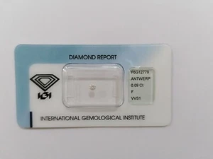 0,09 ct F VVS1 natürlicher DIAMANT im Blister IGI zertifiziert - Bild 1 von 3