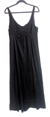 Vtg VANITY FAIR Large Black Lace Split Wrap Maxi Slip Dress Empire Waist T1 Goth - Image 1 of 4