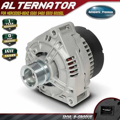 Alternator for Mercedes-Benz S320 S420 S500 600SEL 120A 14V CW 8-Groove Pulley - Image 1 of 4