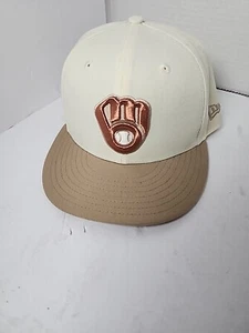 Milwaukee Brewers MLB NE Color Pack eng anliegender Hut ~ creme/chrom camel rost. 7 5/8 - Bild 1 von 12