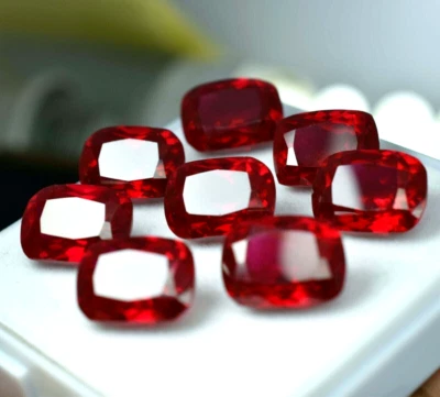Natural Certified 250 Ct Burmese Red Ruby 24-27 Pcs Loose Cushion Gemstone Lot - Image 1 of 4