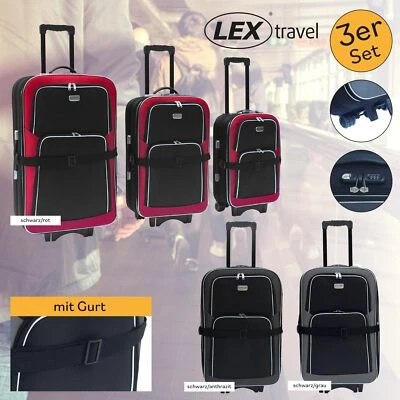 LEX 3tlg. EVA 600D Reisekoffer Set Trolley Reisetasche Reisegepäck Koffergurt - Bild 1 von 4