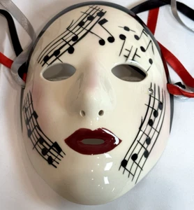 Porcelain Musical Note Mardi Gras Mask Wall Hanging by Fancy Faces, New Orleans - Picture 1 of 6