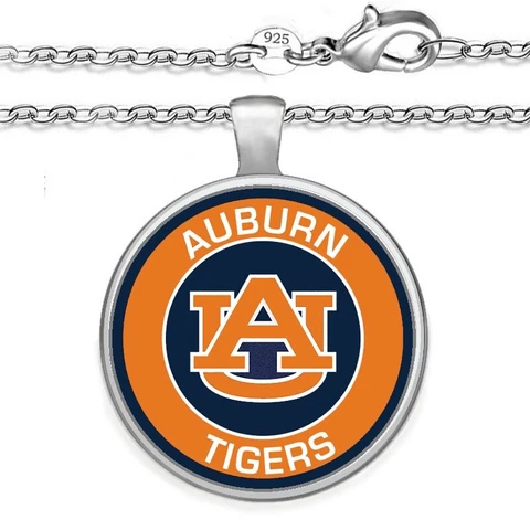Auburn Tigers Womens Mens 925 Sterling Chain Necklace With Pendant Gift A1 Cover