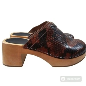Swedish Hasbeens Dagny Snakeskin Clog in 40 (10) - Picture 1 of 11